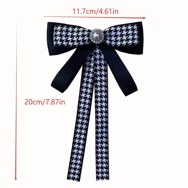 Houndstooth Bow Tie Double Layer Brooch Neck Ties