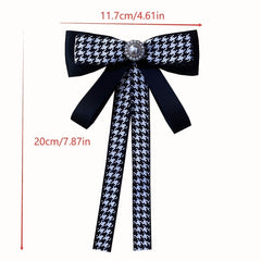 Houndstooth Bow Tie Double Layer Brooch Neck Ties