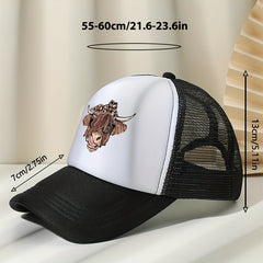 Cow Head Print Baseball Cap Sunshade Fishing Hat Summer Peaked Cap
