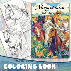 Magical Horse Adult Coloring Book DIY Art Therapy Drawing & Painting Kit
