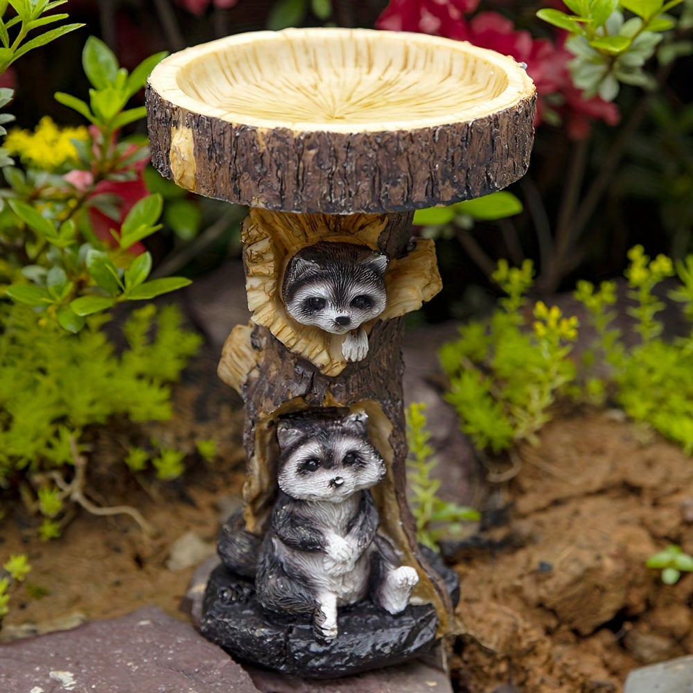 Resin Bird Bath Bowl For Garden Animals & Tree Shape Wild Bird Feeder