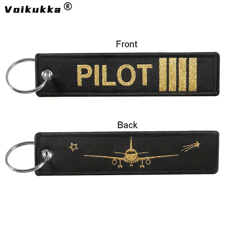 Golden Letters Pilot Boths Embroidery Keychain Motorcycle Accessories