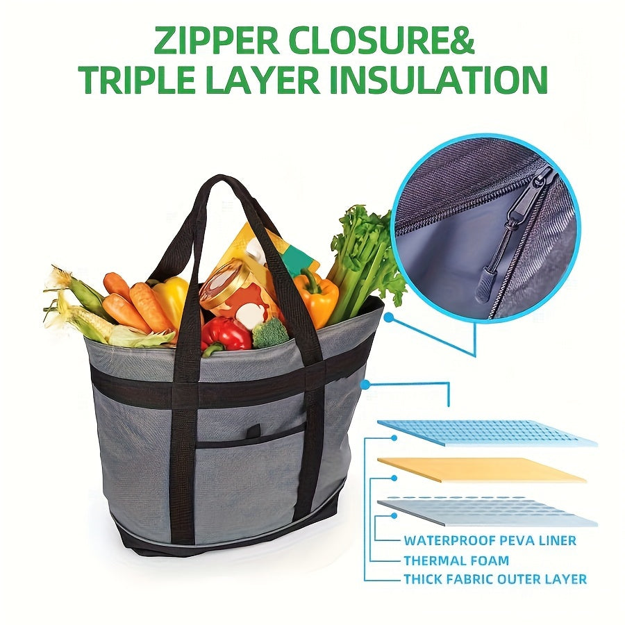 Foldable Aluminum Foil Cooler Bag Picnic Tote Waterproof Insulated Lunch Bag