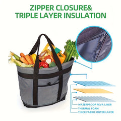 Foldable Aluminum Foil Cooler Bag Picnic Tote Waterproof Insulated Lunch Bag