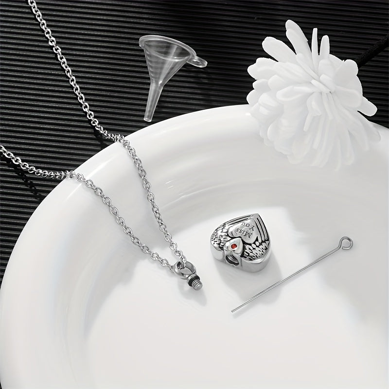 Miss You Heart Pendant Pet Urn Necklace Cremation Jewelry