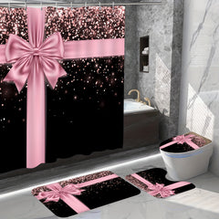 Sparkling Pink Shower Curtain Set with Carpet