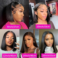 Straight Bob 13x4 Lace Front Human Hair Wig Brazilian Glueless Natrual 25cm