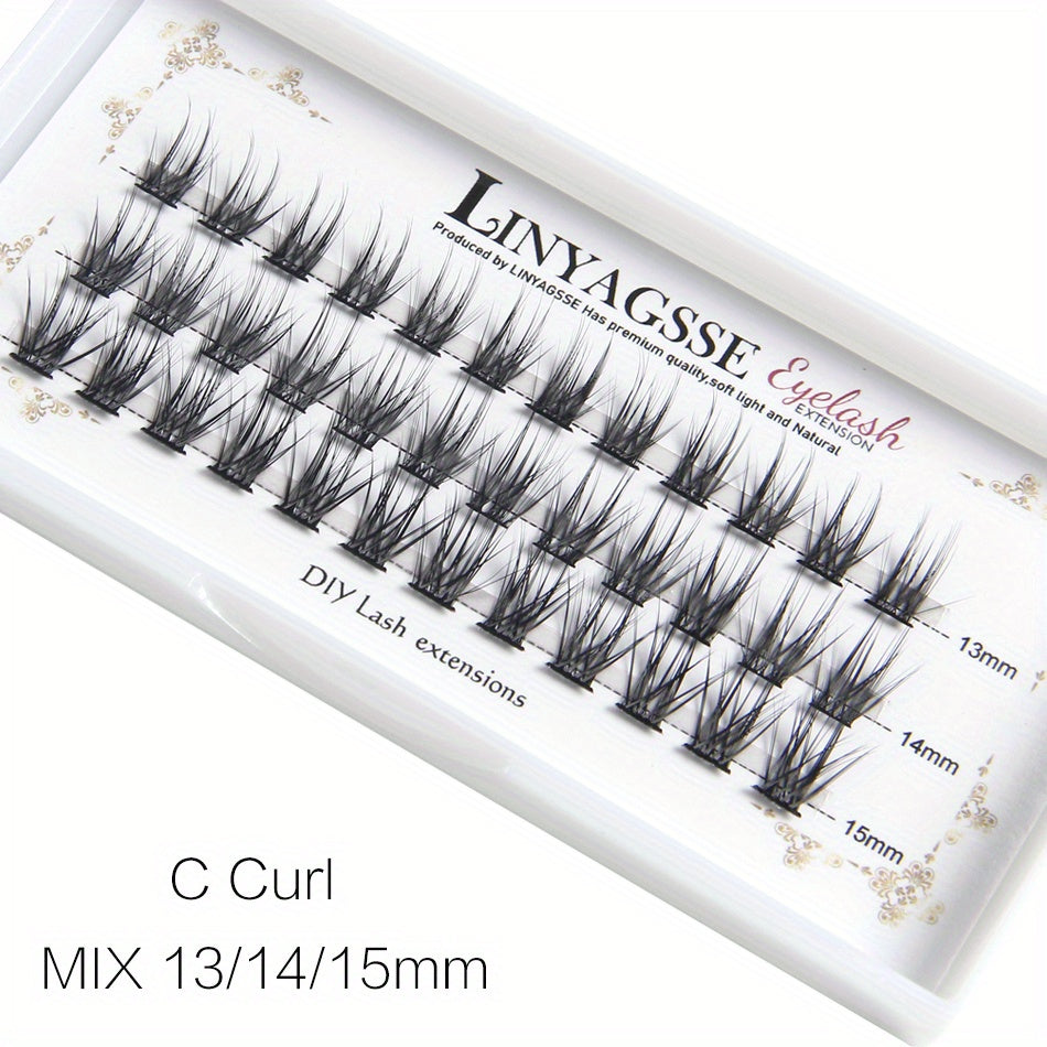 DIY Eyelash Extensions 36 Clusters C D Curl 13 15mm