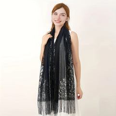 Tassel Lace Shawl Embroidered Scarf Travel Beach Towel
