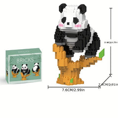 Giant Panda Flower Building Blocks Puzzle Toy Ornament