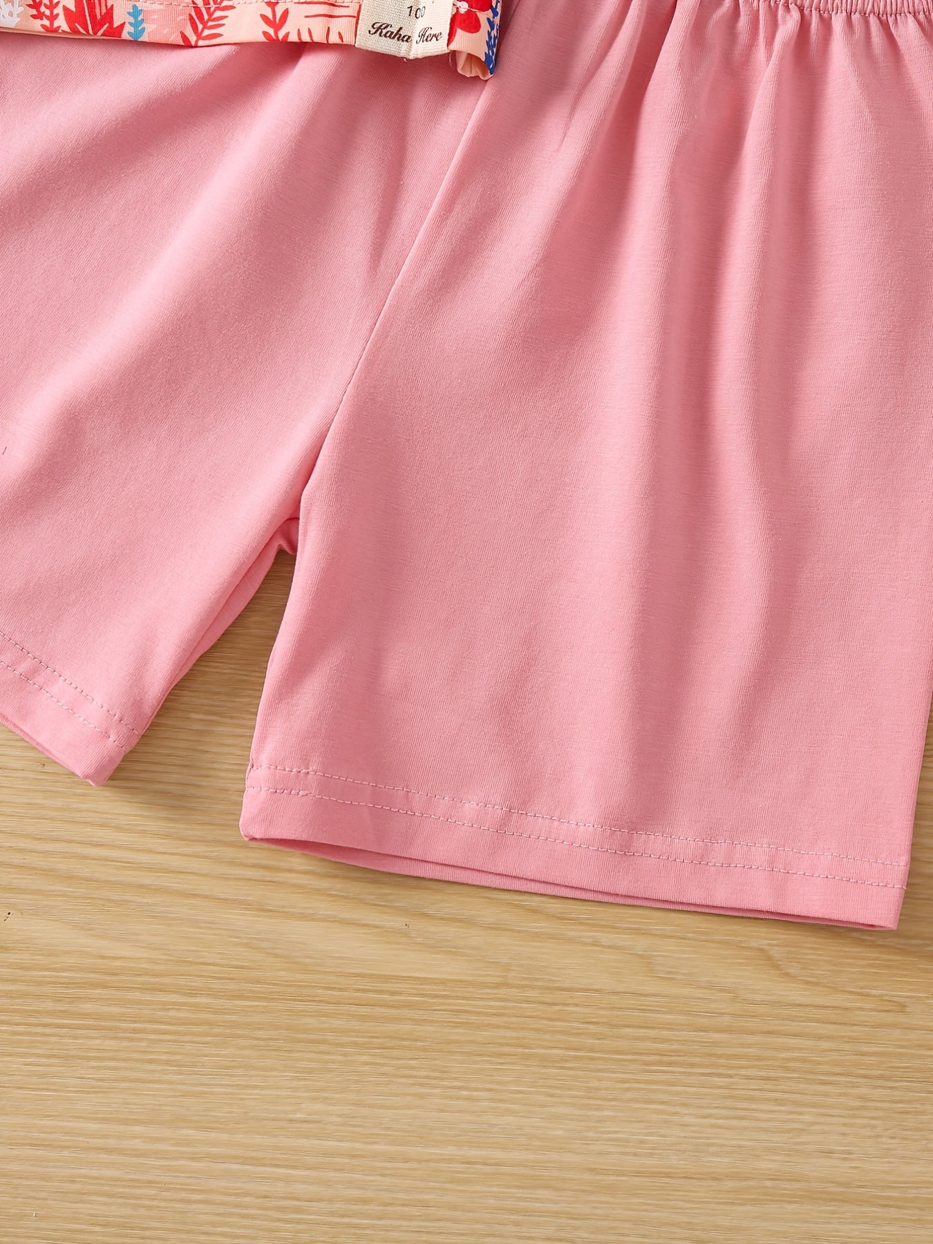 Girls Plant Print T-shirt & Shorts Set for Summer