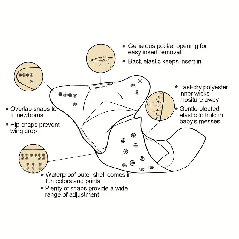 1pc Reusable Cloth Diapers For Girls Boys Adjustable Washable Nappy