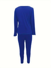 Solid Long Sleeve Top & Leggings Set