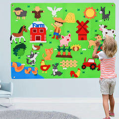 Farm Animals Felt Story Board Set Preschool Barnyard Interactive Play Kit