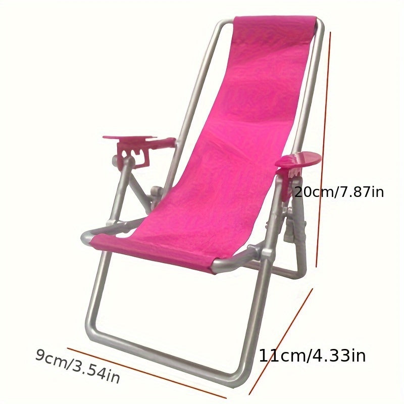 Foldable Beach Chairs for Dolls, Set of 2, Doll House Accessories