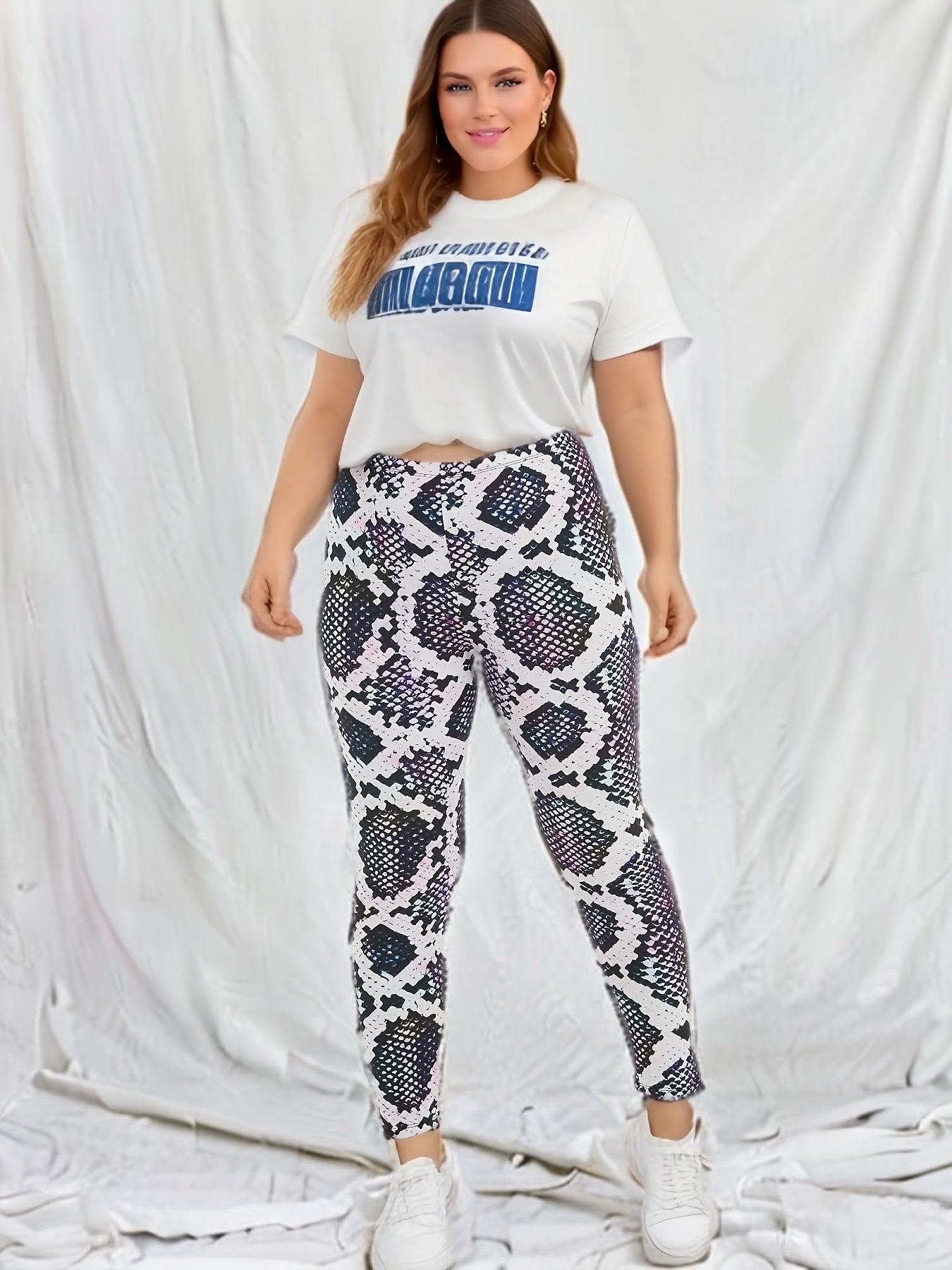 Snake Skin Print High Stretch Fitness Leggings