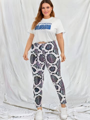 Snake Skin Print High Stretch Fitness Leggings