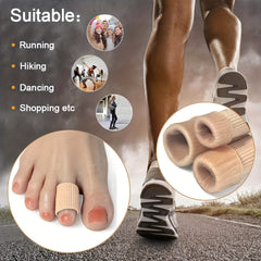 Elastic Fabric Toe Tubes with Silicone Gel Lining for Toe Pain Relief