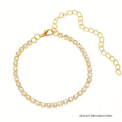 Rhinestone Claw Chain Anklet Glam Jewelry
