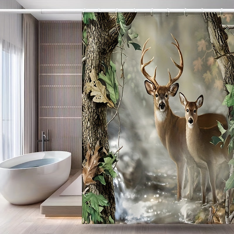 Waterproof Deer Shower Curtain Soft & Durable Bathroom Decor