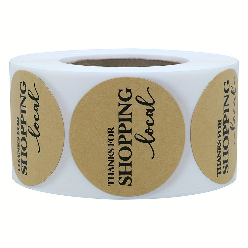 38mm Thank You Shopping Local Label Roll 500 Labels Shrink Wrapped Packaging