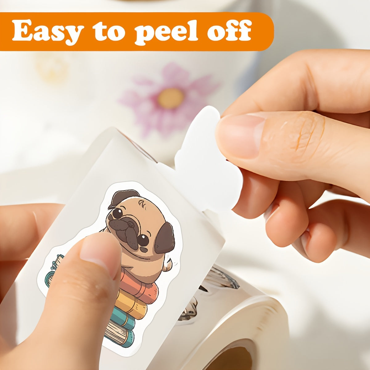 500 Pug Stickers Roll Scrapbook Laptop Bumper Skateboard