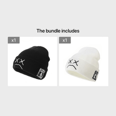 Embroidered Expression Knitted Pullover Hat Warm Outdoor Hat