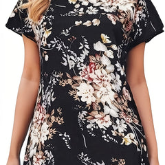 Floral Print Dress Short Sleeve Crew Neck Women's Clothing