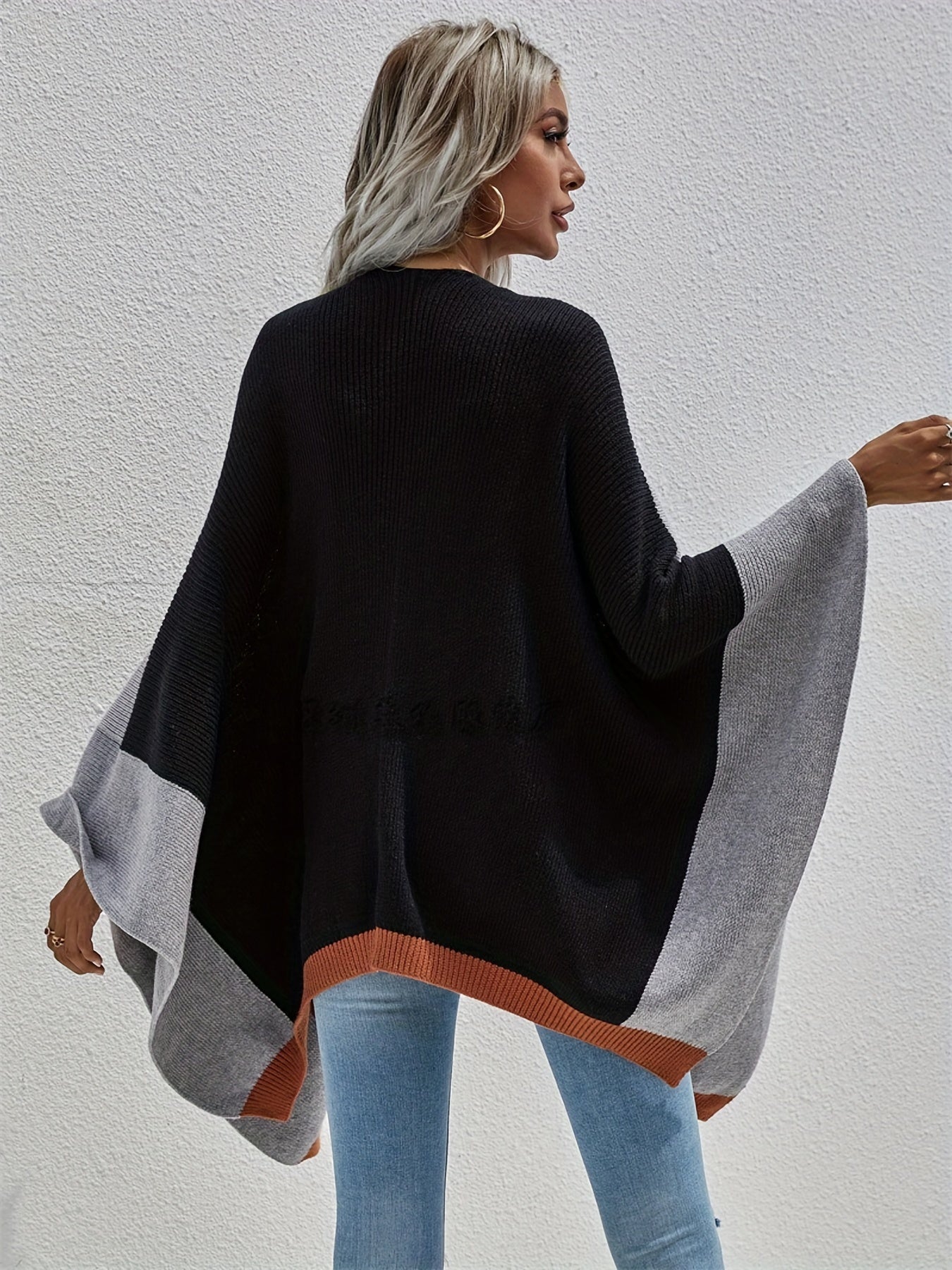 Colorblock Bat Sleeve Cardigan
