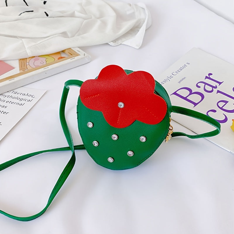 Girls Strawberry Zipper Shoulder Bag Messenger Bag Coin Purse Wallet Chain