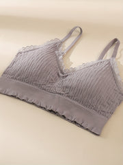 3pcs Lace Wireless Bras, Comfy & Breathable Intimates