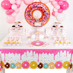 Donut Dessert Theme Table Cover for Birthday Party Decorations