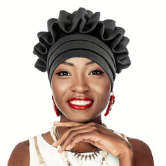 Stylish Pleated Flower Turban Cap Solid Head Wraps Lightweight Bonnet