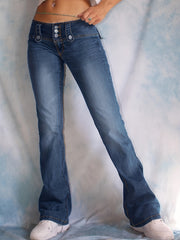 High Waist Flared Jeans Bell Bottom Wide Legs High Stretch