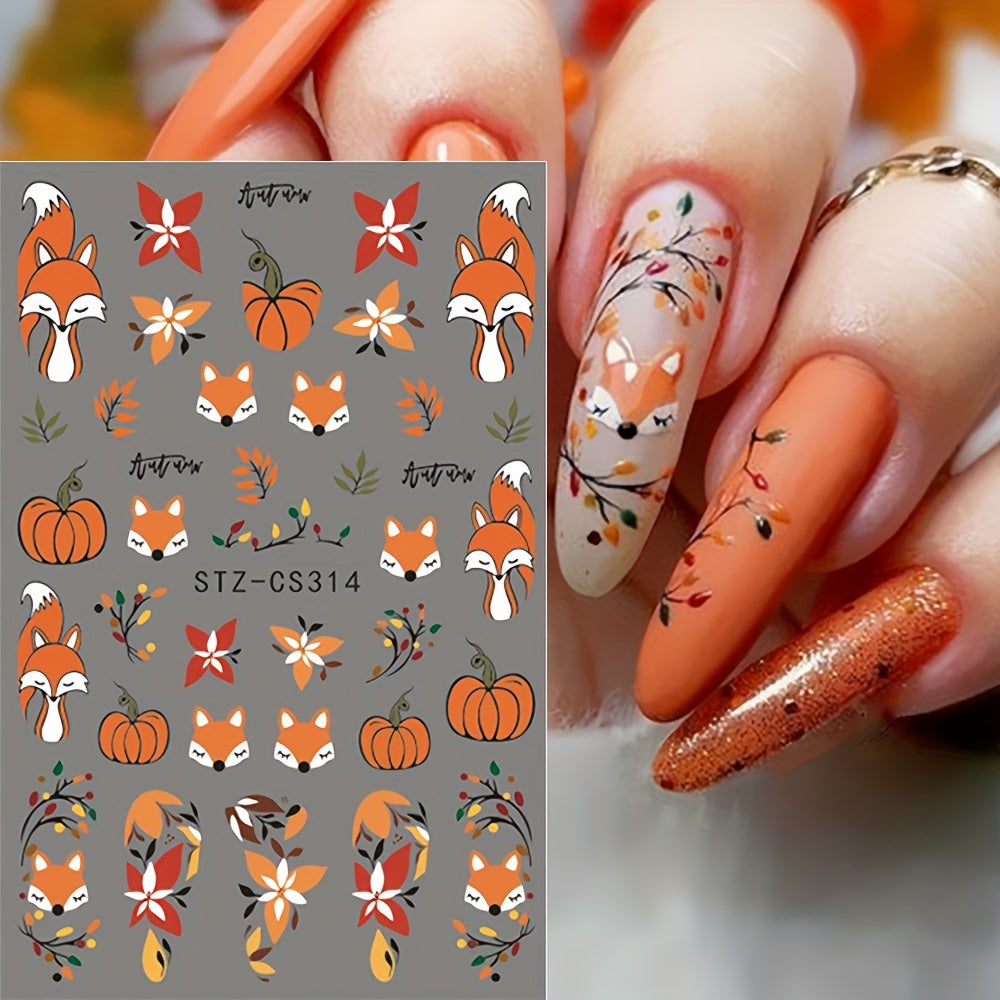 Autumn Nail Art Stickers Fall Leaves Pumpkins Ghosts Mushrooms Sunflowers