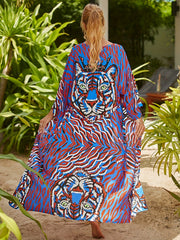 Animal Print Bat Sleeve Cover Up Robe