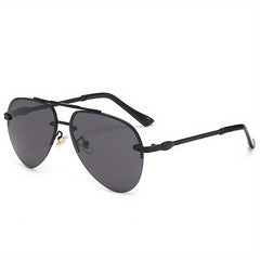 Polarized Night Vision Driving Sunglasses Top Bar Aviator Semi Rimless Glasses