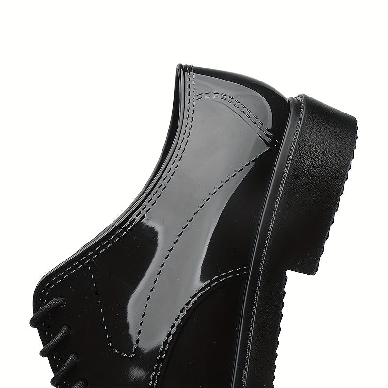 Men's PVC Round Toe Leather Shoes For Wedding Party Office