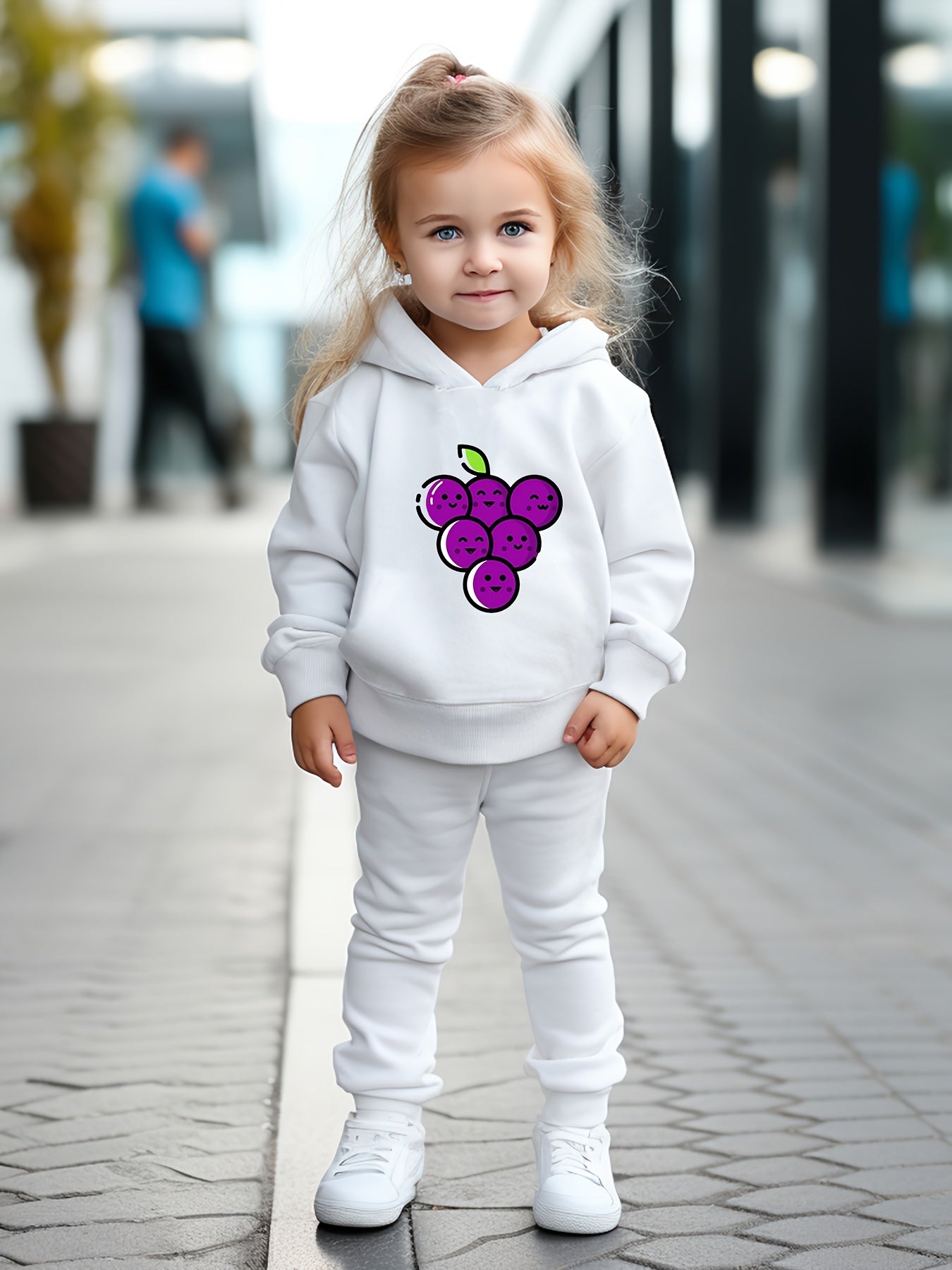 OERYUI Grapes Print Hooded Pullover Pants Set For Sports