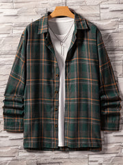 Men's Plaid Button Up Long Sleeve Shirt