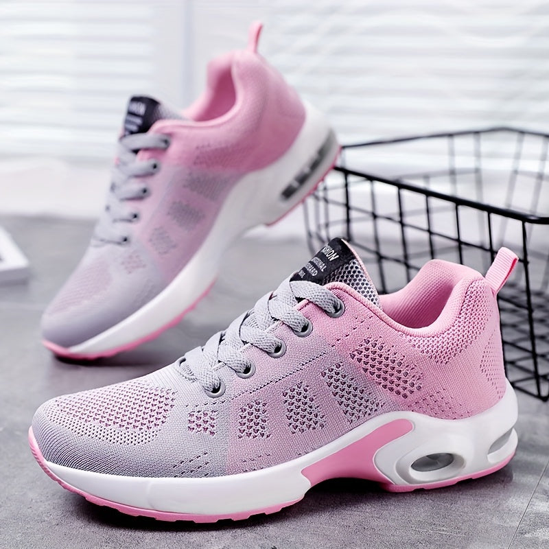 Women's Breathable Knit Running Shoes Casual Lace Up Outdoor Shoes