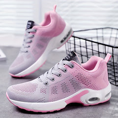 Women's Breathable Knit Running Shoes Casual Lace Up Outdoor Shoes