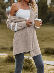 Casual Cardigan Women's Plus Stripe Print Long Sleeve Open Front