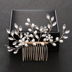 Bridal Hair Comb Wedding Headpiece Faux Pearl Rhinestone Crystal Accessorie