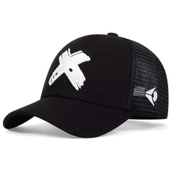 X Embroidery Unisex Trucker Hat Mesh Baseball Cap Lightweight Sunshade