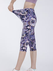 Floral Print Skinny Stretchy Leggings High Waist Yoga Leggings
