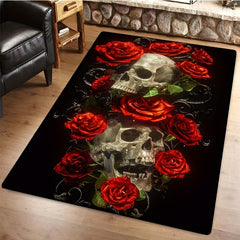 Rose Skeleton Print Carpet for Bedroom Living Room