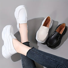 Women's Platform Sneakers Slip On Outdoor Shoes Faux Leather