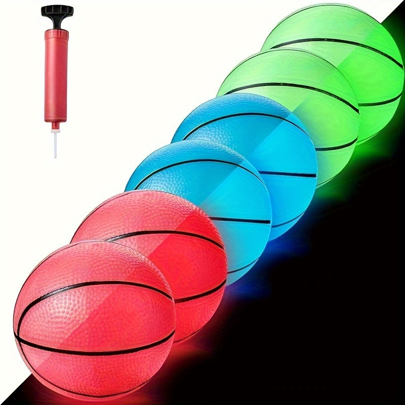 6pcs Glow In The Dark Mini Basketball With Pump