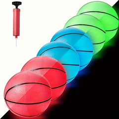 6pcs Glow In The Dark Mini Basketball With Pump